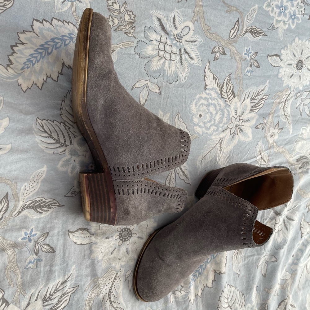 Grey suede ankle boots